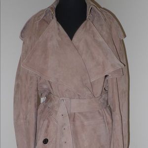 Burberry blush pink suede trench coat NWT